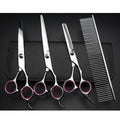 Behogar 5pcs Pet Dog Grooming Hair Comb Thinning Scissors Shears Straight Curved Animals Cutting Scissors Tool Kit w/Storage Bag